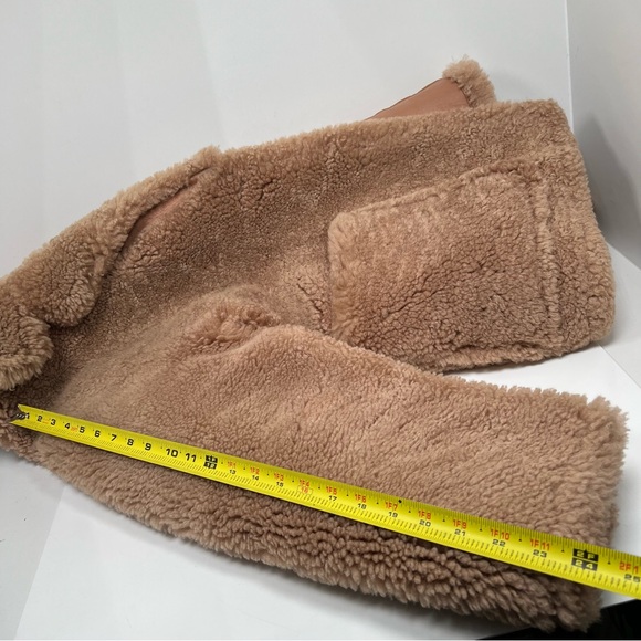 Yves Salomon Mateo Shearling Bomber Jacket Tan Size 42 US 4 100% Lamb Wool - Picture 10 of 10
